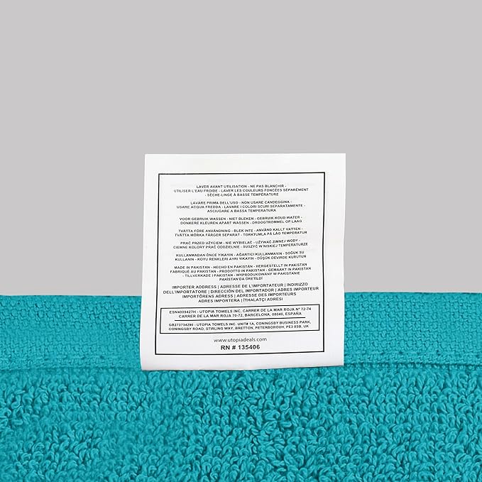 Utopia Towels 6 Pack Medium Bath Towel Set, 24 by 48 Inches, 500 GSM 100% Ring Spun Cotton, Lightweight and Highly Absorbent Quick Drying Premium Towels for Hotel, Spa and Bathroom, Turquoise
