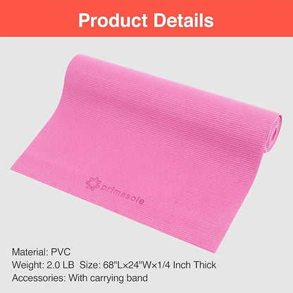 Yoga Mat with Carry Strap for Yoga Pilates Fitness and Floor Workout at Home and Gym Non-slip 9 colors