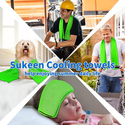 Sukeen [4 Pack Cooling Towel (40"x12"),Ice Towel,Soft Breathable Chilly Towel,Microfiber Towel for Yoga,Sport,Running,Gym,Workout,Camping,Fitness,Workout & More Activities