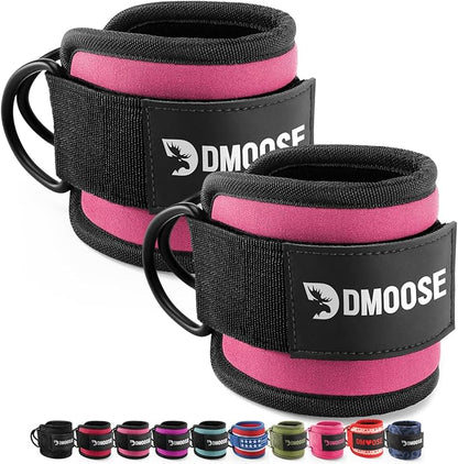 DMoose Fitness Ankle Straps for Cable Machines - One Size Fit with Premium Padding, Glute Kickback Ankle Strap for Women & Men, Cable Attachments for Gym, Booty Workouts, Leg Extension & Hip Abductors