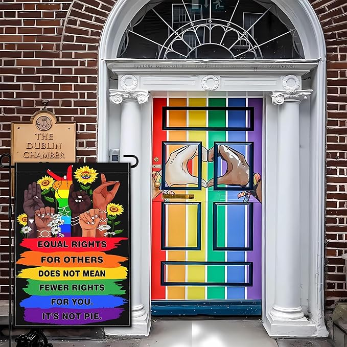 Pride LGBTQ Human Rights Garden Flag 12x18 Inch Equal Rights For Others Does Not Mean Fewer Rights For You It's Not Pie Garden Flags 3ply Fabric Double Sided for Outdoor House Yard Outside Decor