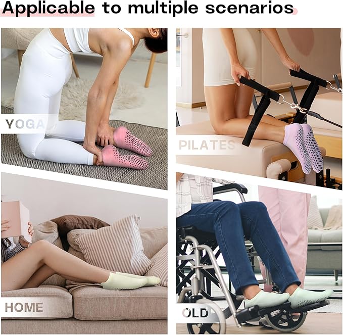 Muezna 6 Pairs Pilates Grip Socks for Women, Non Slip Yoga Socks with Grips, Grippy Socks for Barre, and Hospital