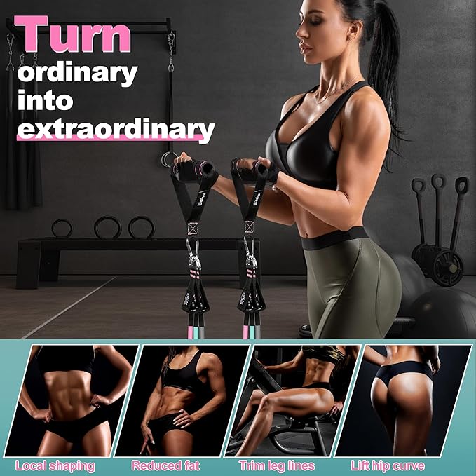Resistance Band Set. Exercise Bands with Handles, Door Anchor and Ankle Strap. Home Gym, Supports Full-Body Workouts - with Training Guide and Fitness Video