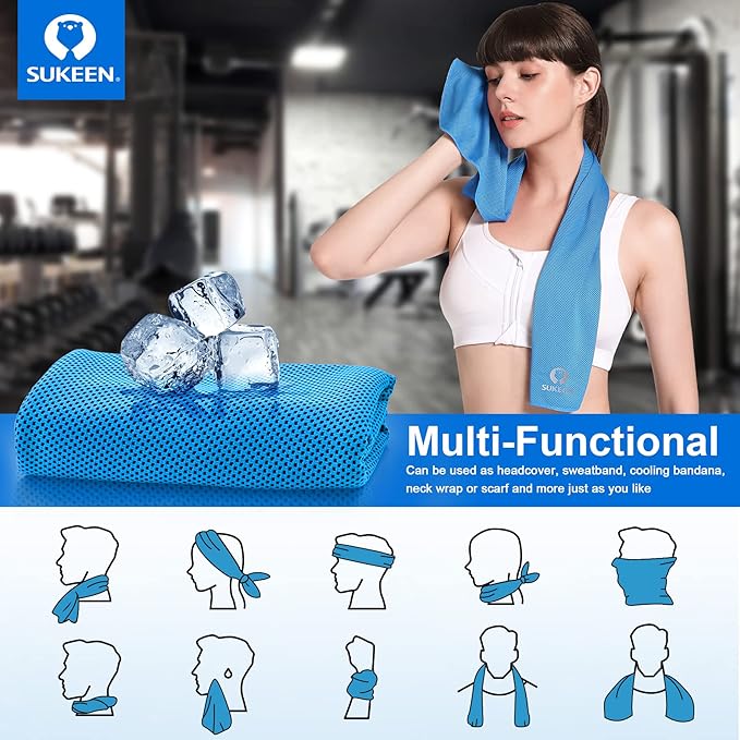 Sukeen [4 Pack Cooling Towel (40"x12"),Ice Towel,Soft Breathable Chilly Towel for Yoga,Sport,Running,Gym,Workout,Camping,Fitness,Workout & More Activities