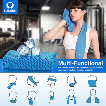 Sukeen [4 Pack Cooling Towel (40"x12"),Ice Towel,Soft Breathable Chilly Towel for Yoga,Sport,Running,Gym,Workout,Camping,Fitness,Workout & More Activities