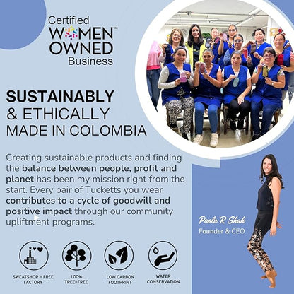 Tucketts Toeless Pilates Socks with Grips for Women, Non-Slip Yoga & Barre Socks for Stability & Barefoot Workouts, Size 6-13