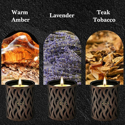 6 Pack Candles for Home Scented with Bronze Black Candles Holder, 33.6 oz Soy Wax, 240 Hours Long Lasting Aromatherapy Candles, Birthday Gifts for Men