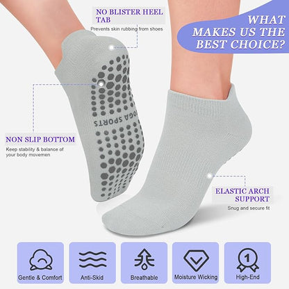 yeuG Grip Pilates Socks for Women Yoga Socks with Grips Open Top Non Slip Grippy Socks for Barre, Ballet, Barefoot Workout