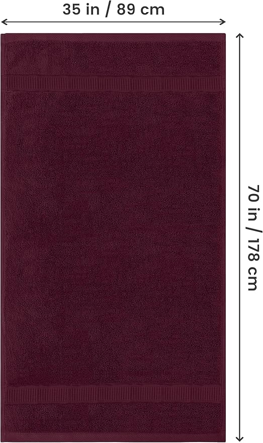 Utopia Towels Luxurious Jumbo Bath Sheet 2 Piece, 600 GSM, 35 by 70 Inches, 100% Ring Spun Cotton, Highly Absorbent and Quick Dry Extra Large Bath Towel, Super Soft Towel, Burgundy