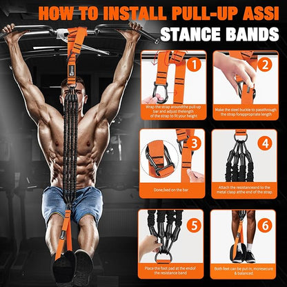Pull Up Assistance Bands,Up to 300 lbs Assistance,Adjustable Heavy Duty 4 Pull Up Bands with Handle and Door Anchor for Home Gym Fitness Exercise Strength Training Workout Equipment