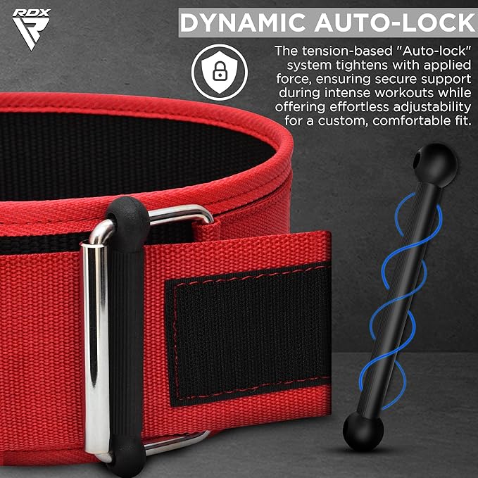 RDX Weight Lifting Belt - AUTO LOCK 4” Premium Adjustable Gym Belt for Olympic Cross Training - Support for Men Women Functional Fitness Workout - WOD Powerlifting Bodybuilding Weightlifting Deadlift