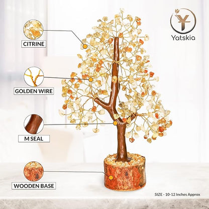 YATSKIA Citrine Crystal Tree of Life - Gemstone Tree - Citrine Crystal Stone Decor - Good Luck Gifts - Home Decor - Crystals Gifts