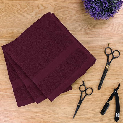 Utopia Towels, Salon Towel, Pack of 12, Not Bleach Proof, 16 by 27 Inches, Highly Absorbent Cotton Towels for Hand, Gym, Beauty, Spa, and Home Hair Care, Burgundy