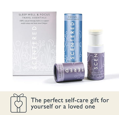 Scentered Aromatherapy Balm Stick Duo for Sleep & Focus - All Natural Sleep Balm with Lavender & Focus Aid with Rosemary - Essential Oil for Relaxation & Concentration - Aromatherapy Gifts for Women