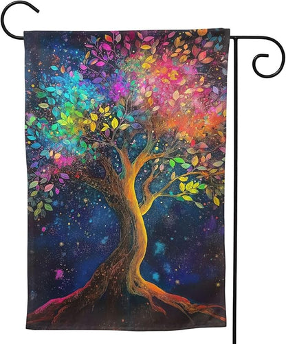 Colorful Tree Garden Flag 12x18 In Double Sided Yard Flags Lawn Sign Decor No Flagstand
