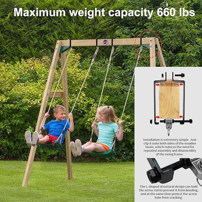 Heavy Duty Swing Hangers Swing Set Accessories for Wooden Sets Snap Hooks Hardware Swing Set Attachments Porch Playground Indoor/Outdoor 660LB Capacity (2 Pcs)