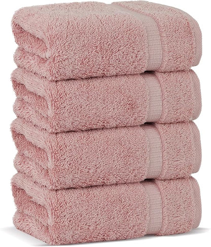 Chakir Turkish Linens 100% Cotton Premium Turkish Towels for Bathroom | 16'' x 30'' (4-Piece Hand Towel, Pink)