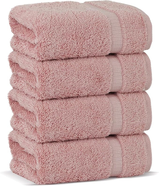 Chakir Turkish Linens 100% Cotton Premium Turkish Towels for Bathroom | 16'' x 30'' (4-Piece Hand Towel, Pink)