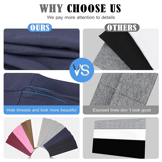 16Pcs Headbands for Women Hair Bands for Women's Non Slip Stylish Sports Hair Soft Cotton Cloth Stretchy Headbands for Women for Yoga Outdoor Exercise Running