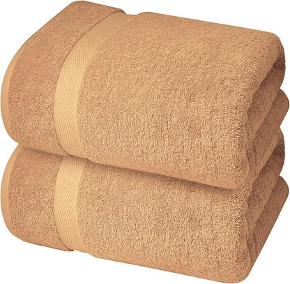 Infinitee Xclusives– Luxury Bath Sheets Towels – 2 Pack 600 GSM (35X70 Inches)– 100% Ring Spun Cotton Large Bath Towels for Bathroom (Cosmic Sand, Bath Sheet Pack of 2)
