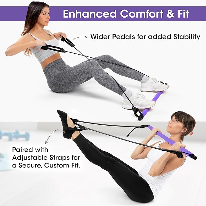 Pilates Bar Kit for Home Workouts | Portable Home Pilates Kit Set for Women & Men | Workout Bar for Legs, Hip, Waist and Arm | Includes Pilates Socks, 30-Day Challenge & Meal Plan