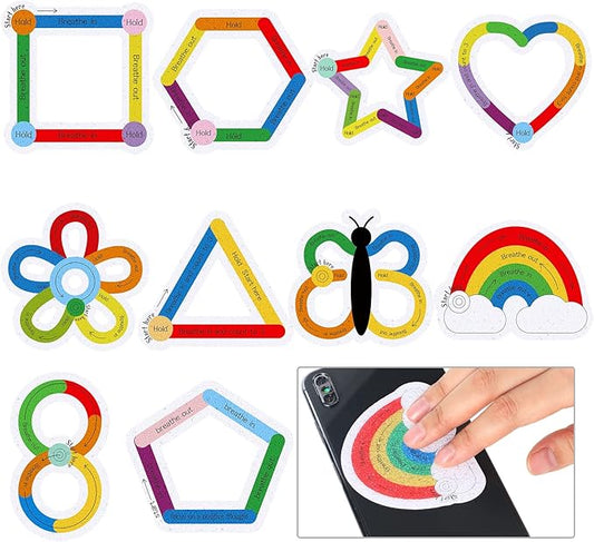 Crtiin 50 Pieces Anxiety Sensory Stickers for Anxiety Relief Items Mental Health Stickers Fidget Textured Strips for Office Classroom Desk Relieve Adult Stress(Hold Style)