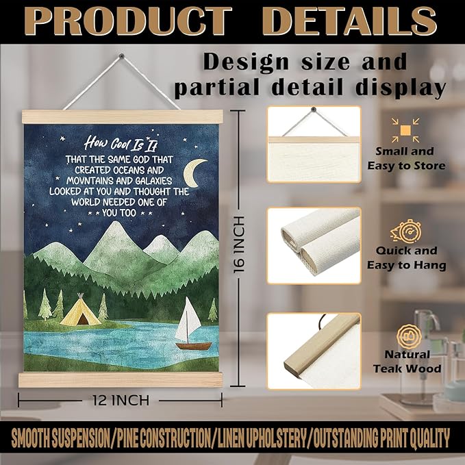 FITIE Christian Wall Art How Cool is It That the Same God Creation Inspirational Quotes Mountain Canvas Wall Decor for Home Bedroom Living Room Office,Inspirational Mountain Night Sky Christian Canvas Wall Art Poster, 12x16 Inches