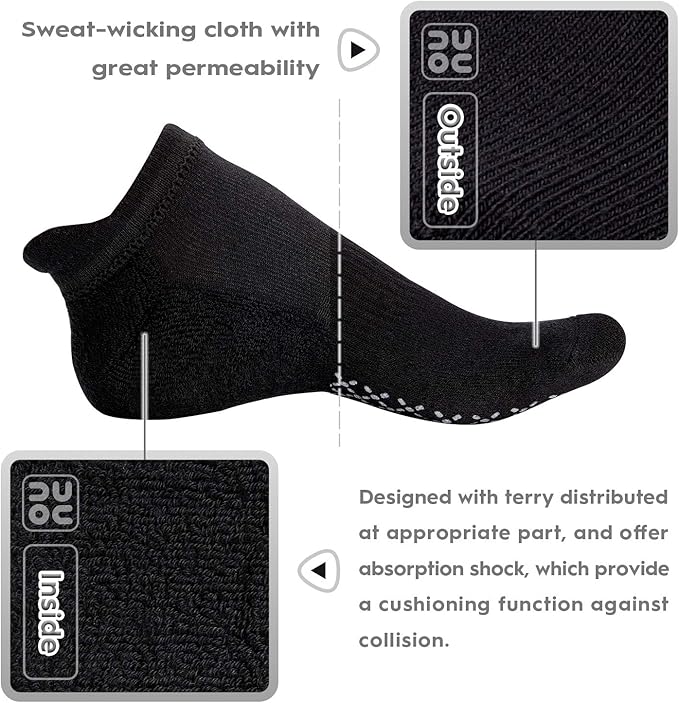 unenow Unisex Non Slip Grip Socks with Cushion for Yoga Pilates Barre Home & Hospital
