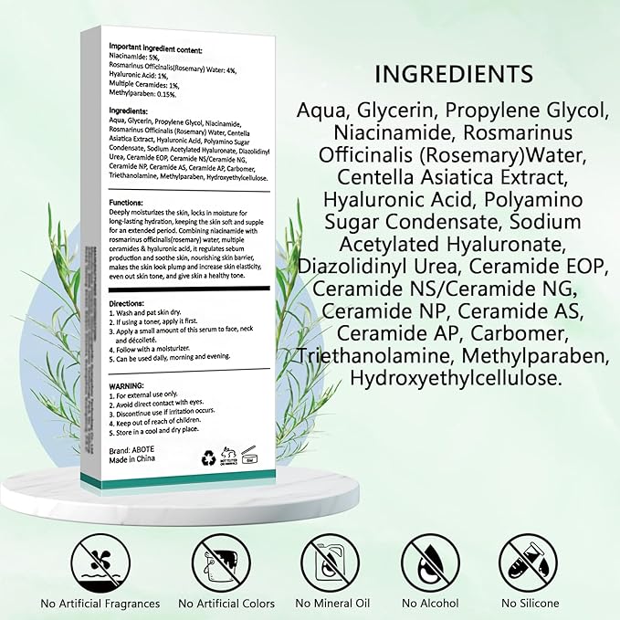 Travel Skincare 5% Niacinamide Serum with 4% Rosemary Extracts - Deep Hydration, Soothes Skin, Enhances Elasticity (3Pack 0.507 fl.oz | 15ml)