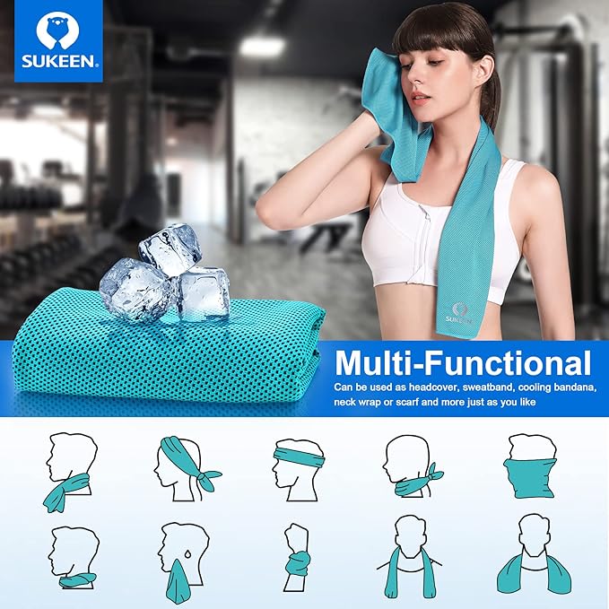 Sukeen 4 Pack Cooling Towel (40"x12"), Ice Towel, Soft Breathable Chilly Microfiber Towel for Sports, Workout & More Activities
