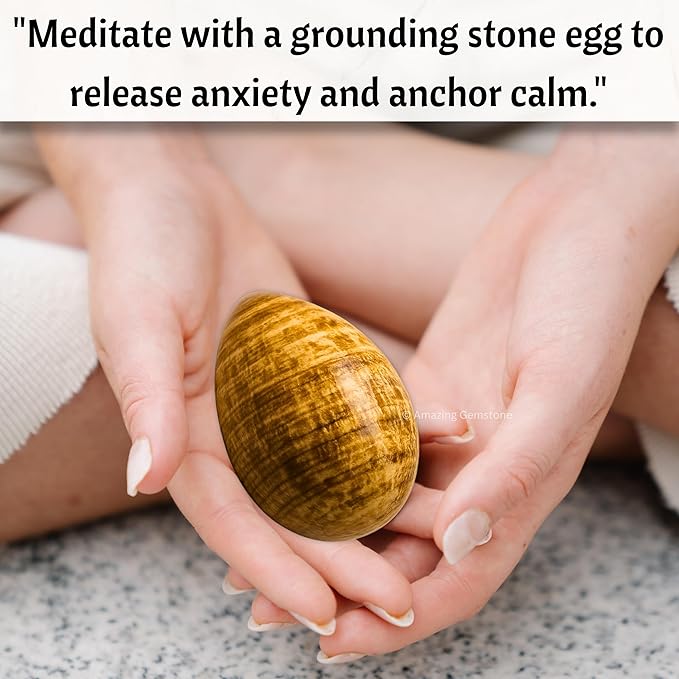 Amazing Gemstone Aragonite Crystal Yoni Egg, 2 Inches - Premium Crystals and Healing Stones Yoni Egg for Pelvic Floor Health, Natural Healing Crystal Eggs for Meditation and Stress Relief