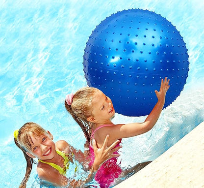 Large Sensory Massage Ball for Kids, 2 Pack 33.5" 85CM Bouncy Exercise Balls for Toddlers, Big Inflatable Toys with Tactile Spikes, Outdoor Giant Yoga Balls, Large Beach Ball (Blue+Pink)
