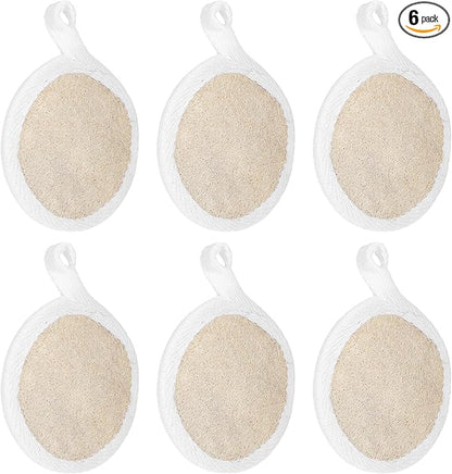 6 Pcs Facial Loofah Pads,Natural Face Loofah for Face and Body, Gentle Exfoliating Loofahs Sponge Pads for Women & Men, Reusable Shower & Bath Skin Care Tool