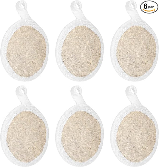 6 Pcs Facial Loofah Pads,Natural Face Loofah for Face and Body, Gentle Exfoliating Loofahs Sponge Pads for Women & Men, Reusable Shower & Bath Skin Care Tool