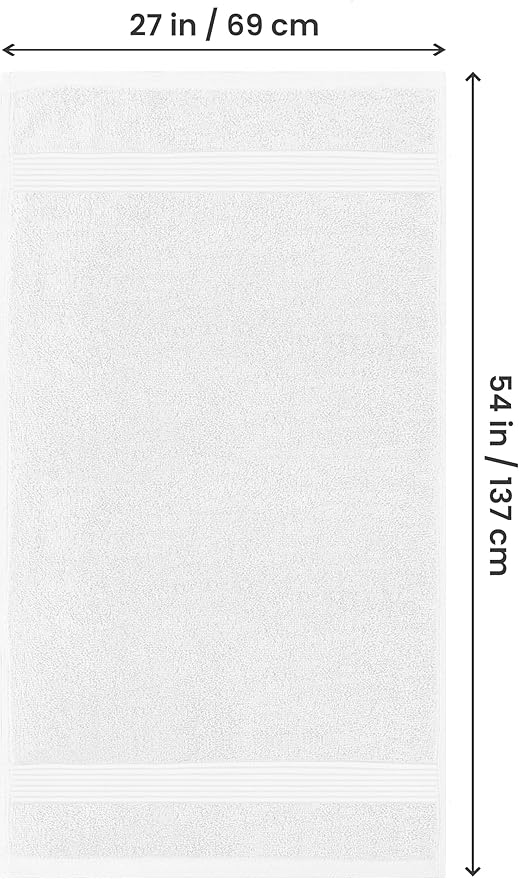 Utopia Towels 4 Pack Bath Towels Set, 27 by 54 Inches, 100% Ring Spun Cotton, Quick Dry, Highly Absorbent, Soft Feel Towels, Perfect for Daily Use, White