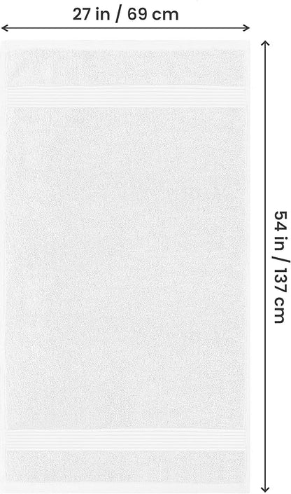 Utopia Towels 4 Pack Bath Towels Set, 27 by 54 Inches, 100% Ring Spun Cotton, Quick Dry, Highly Absorbent, Soft Feel Towels, Perfect for Daily Use, White