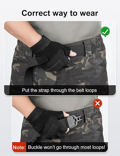 JUKMO Quick Release Tactical Belt, Military Work 1.5" Nylon Web Golf Belt with Heavy Duty Seatbelt Buckle
