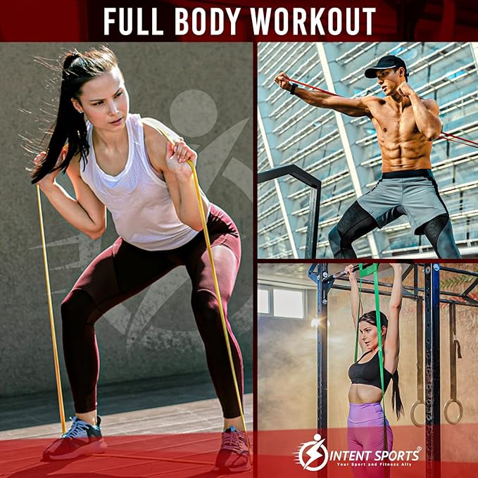 INTENT SPORTS Pull Up Assist Bands – Assistance and Resistance Bands for Pull-Up, Fitness, Body Stretching, Mobility Work, Weightlifting, Heavy Duty - Single/Set – Exercise Videos - eBook!