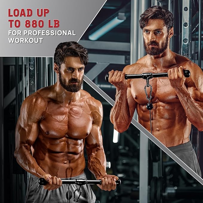Yes4All Tricep Press Down Cable Machine Attachment Set, LAT Pulldown Attachment, Cable Machine Accessories for Home Gym