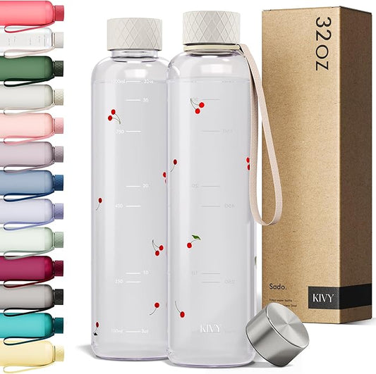 KIVY Tritan Water Bottle 2nd Generation (Cherry Clear, 32oz)