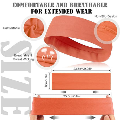 16Pcs Headbands for Women Non Slip - Stylish Sports Hair Bands for Women's Hair - Soft Cotton Cloth Stretchy Headbands for Women for Yoga, Outdoor Exercise Running