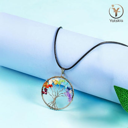 YATSKIA 7 Chakra Crystal Tree of Life, Gemstones and Crystals, Crystals Home Office Decor, Birthday Gifts for Women