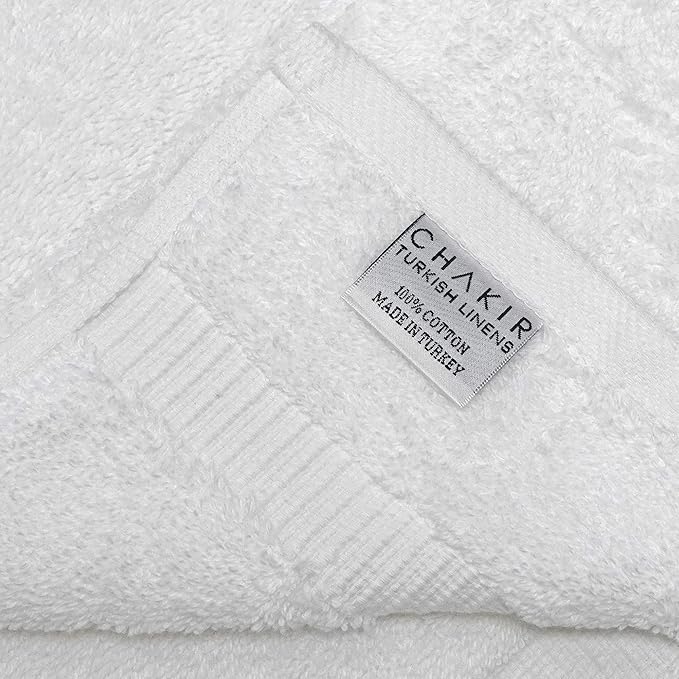Chakir Turkish Linens 100% Cotton Premium Turkish Towels for Bathroom | 2 Bath Towels - 2 Hand Towels, 2 Washcloths (6-Piece Towel Set, White)