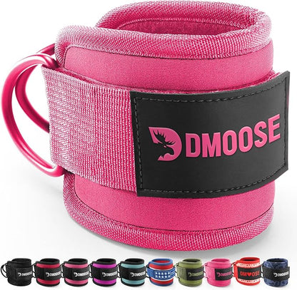 DMoose Fitness Ankle Straps for Cable Machines - One Size Fit with Premium Padding, Glute Kickback Ankle Strap for Women & Men, Cable Attachments for Gym, Booty Workouts, Leg Extension & Hip Abductors