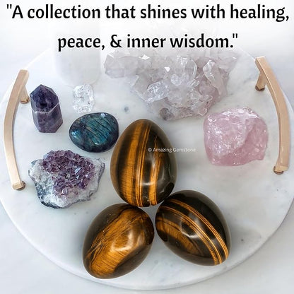 Amazing Gemstone Tiger Eye Crystal Yoni Egg, 2 Inches - Crystals and Healing Stones Yoni Egg for Pelvic Floor Health, Natural Healing Crystal Eggs for Meditation and Stress Relief