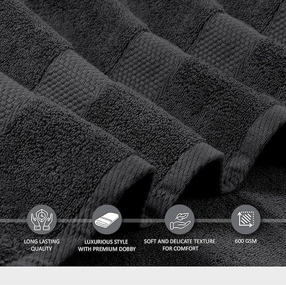Oakias Premium Towel Set 600 GSM 6 Piece Dark Grey - 100% Ring Spun Cotton Highly Absorbent Towels Set - Super Soft Bathroom Towel Set - Hotel Quality Double Stitched Hem - Ideal for Hotels, Spa, Gyms