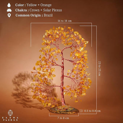 Citrine Crystal Tree of Life, Healing Crystals and Stones Tree for Home and Office Desk Decoration, Positive Energy, Money, Good Luck, Handmade Feng Shui Spiritual Gifts for Women