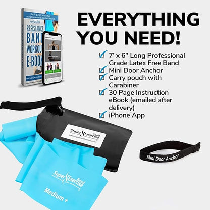7Ft Long Resistance Bands for Stretching - Resistance Bands Set with Door Anchor - Exercise Bands Including Carry Pouch, E-Book & App - Latex-Free Workout Bands
