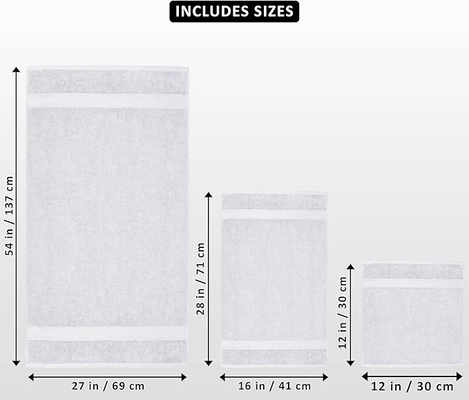 Utopia Towels 8 Piece Premium Towel Set, 2 Bath, 2 Hand, and 4 Wash Cloths, 600 GSM 100% Ring Spun Cotton, Highly Absorbent Towels for Bathroom, Gym, Hotel, and Spa, White