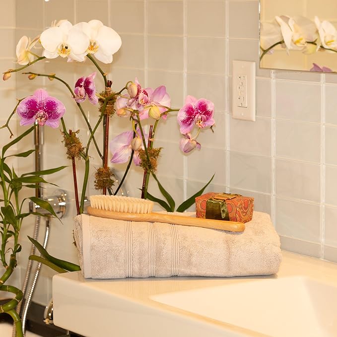 Mosobam Luxury Turkish Bath Towels 30X58 Light Grey (Gray) Oversize 700 GSM Bamboo Viscose & Aegean Turkish Combed Cotton